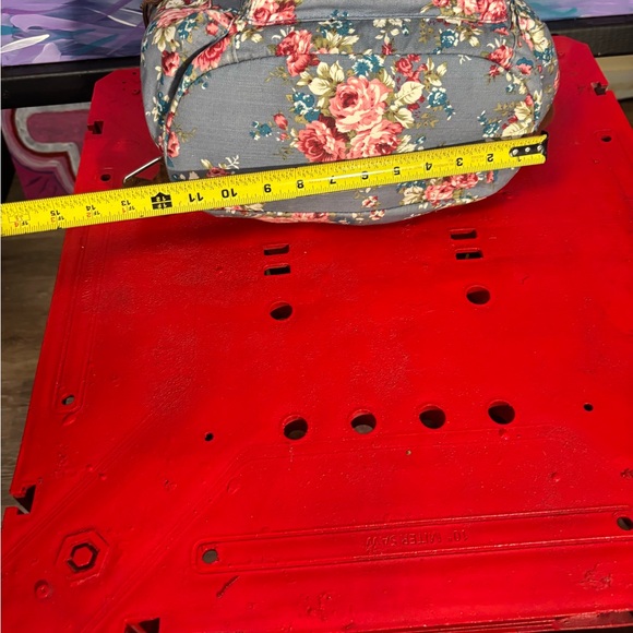 Floral Canvas Backpack / Diaper bag with Brown Trim - Picture 10 of 13